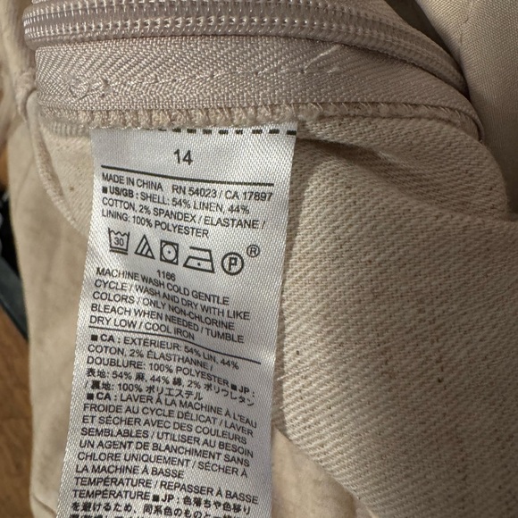 NWT Banana Republic Cream Beige Linen Wide-Leg Romper Sz 14 - Picture 4 of 4